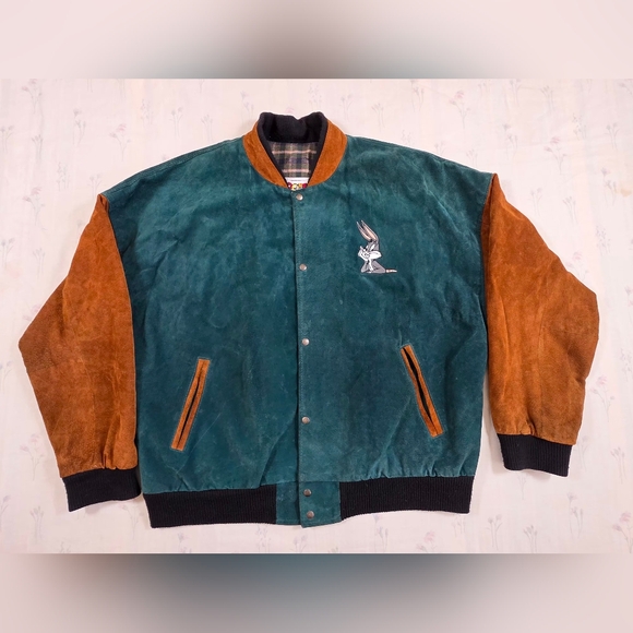 Warner Bros. Other - Vintage 1993 Looney Tunes Leather Suede Varsity Jacket XL
